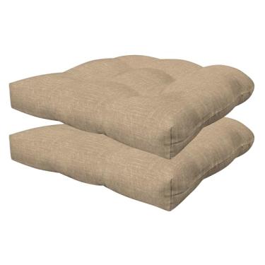 Imagem de Honeycomb Essentials Conjunto de almofada de assento tufado para ambientes externos, 48 cm x 45 cm, almofada para cadeira de pátio com textura neutra Hampton