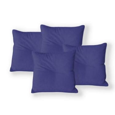 Imagem de Kit 4 Capas Para Almofada Quadrada Boucle 50x50cm - 7 Decor, Azul Mari