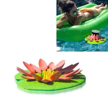 Imagem de Suporte flutuante para bebidas em formato de lótus - Pétalas autoajustáveis e base 3D estável, perfeito para piscinas/banheiras de hidromassagem, design não inflável (conjunto 1/2/3)
