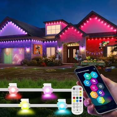 Imagem de Fntek Luzes Externas Permanentes, De Beiral Inteligentes Rgb À Prova D'Água Ip67 50 Pés Com Aplicativo/Controle Remoto, Modo Cena Faça Você Mesmo, Iluminação Destaque Para Telhado Externo, Jardim, F