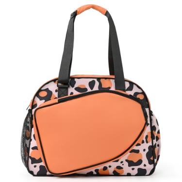 Imagem de Boulder Bee Sacolas De Pickleball, Bolsa Tote Com Estampa Leopardo Para Mulheres, Academia Feminina Mão/Ombro Suporte Garrafa Água, Raquete/Remo (Leopardo Marrom)