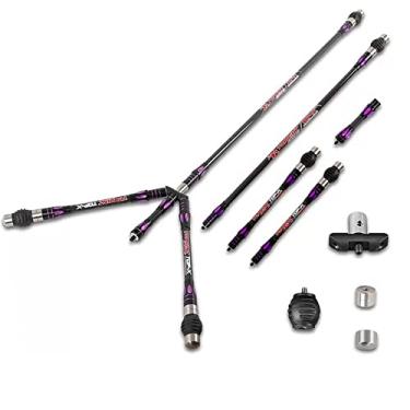 Imagem de SHARROW Conjunto De Barra Equilíbrio Para Arco E Flecha, Sistema Estabilizador Composto, Inclui Haste Principal, Extensão Lateral, Kit Rolo Carbono Recurvo Acessórios Caça (Roxo)