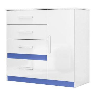 Imagem de Cômoda Sapateira Vênus 1 Porta E 4 Gavetas Flex Branco-azul - Moval Branco-azul