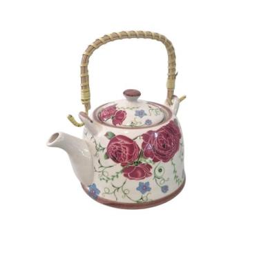 Imagem de Bule de Chá Rosas Grandes Porcelana Infusor de Inox 900ml - MultiA, Ro