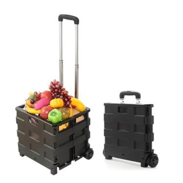 Imagem de Carrinho Cesto Multiuso Dobrável com Rodinhas, Portátil, para Compras e Transporte