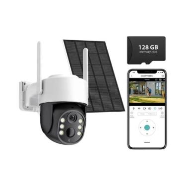 Imagem de Câmera Solar WiFi 4K HD Externa 8MP Lente Dupla Vigilância Por Vídeo S