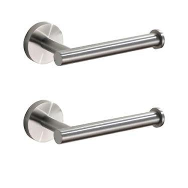 Imagem de Acessórios redondos para banheiro – Suporte para papel higiênico de aço inoxidável escovado, anel para toalha, gancho para roupão – Moderno, 3 peças, porta-papel 2