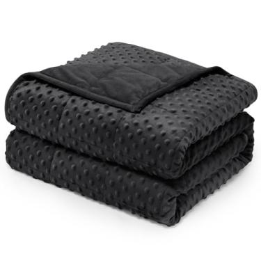 Imagem de Wemore Cobertor ponderado com bolinhas minky para adultos King Size 6,8 kg, cobertor pesado macio e aconchegante para cama e sofá, cobertor respirável para todas as estações com contas de vidro, preto