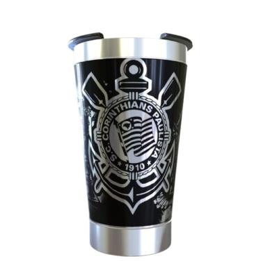 Imagem de Copo Térmico Corinthians 473 ml Preto com Tampa e Gravação a Laser