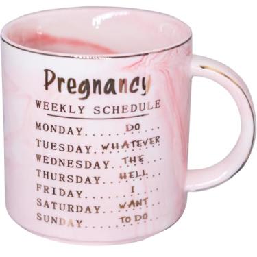 Imagem de Mugpie Caneca engraçada New Mom to Be Gifts Caneca de programação semanal de gravidez para grávidas - Bonito Dia das Mães Aniversário Chá de Bebê Presentes de Natal para Mãe Grávida - Xícara de Café