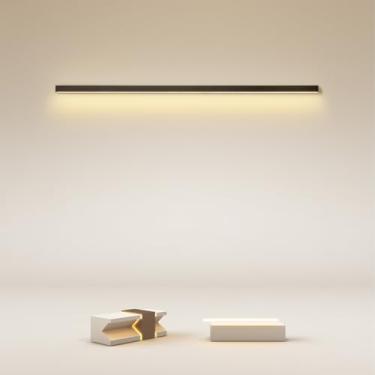 Imagem de GZZBMY Luzes de parede de LED com faixa longa moderna e simples de alumínio arandela luz de cabeceira lâmpada de arandela linear para quarto, sala de estar, corredor, escadas, varanda (luz natural