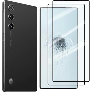 Imagem de Guizzcg Pacote com 2 protetores de tela para ZTE Nubia Red Magic 10 Air, 2 protetores de tela de vidro temperado, compatível com capas, resistente a arranhões, HD-Transparente, preto