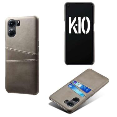 Imagem de Capas Compatível com OPPO K10 5G,Caso de couro PU-Tampa de telefone a prova de choque com 2 slots de cartão,Proteção anti-impressão digital e anti-gota-Grey