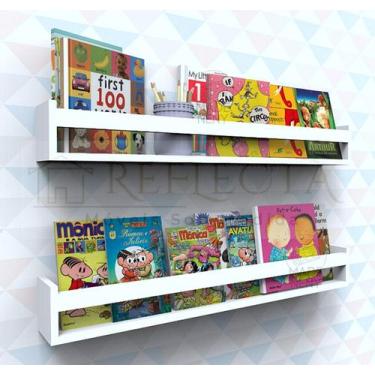 Imagem de Kit 2 Prateleiras Decoração Branco Mdf Livros Decoração Casa Sala Quar