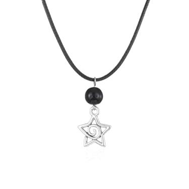 Imagem de Peasimy Colar de estrela vazada exclusivo pentagrama vórtice colares com pingente para mulheres e homens, joias de festa de cosplay de Halloween, Large, Metal, Sem Pedra Preciosa