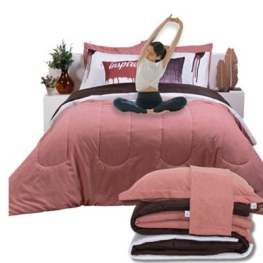 Imagem de Kit 7 Pçs Edredom King Colorful Linho e Hipercal 400 Fios Dupla Face -