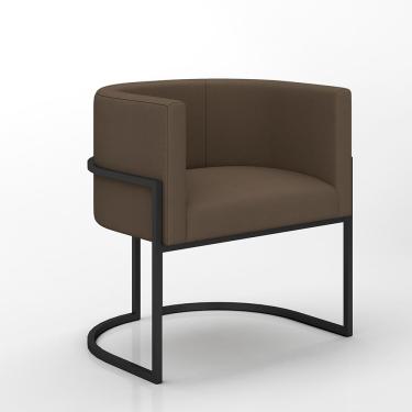 Imagem de Poltrona Estofada Oregon Preto Fosco/suede Marrom - M. Arapongas