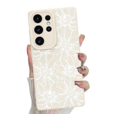 Imagem de Capa de telefone MZELQ Silicone Branca Floral Samsung Galaxy S25 Ultra