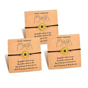 Imagem de EEChristmas Pinky Promise Pulseiras de distância combinando, pacote com 3 para melhores amigos, família, homens, adolescentes, meninas, presente de aniversário da amizade, não conhecido