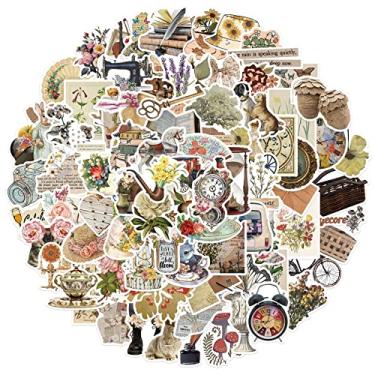 Imagem de 100 peças de adesivos estéticos vintage para scrapbooking e diário - Decalques decorativos à prova d'água para laptops, notebooks, artesanato e projetos DIY