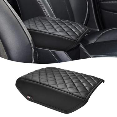 Imagem de KBH Capa de apoio de braço para console central para Subaru Forester 2019-2025, acabamento de couro de vinil, capa de almofada protetora para tampa de descanso de braço, antiarranhões, preta
