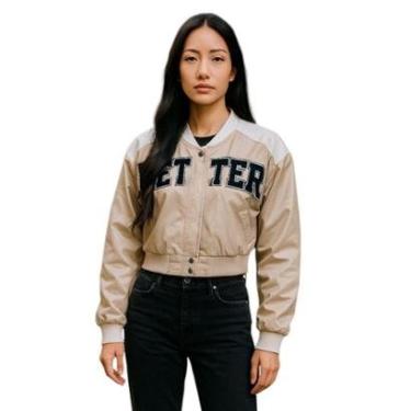 Imagem de Jaqueta Feminina Couro Fake Curta Modelo College Better-Feminino