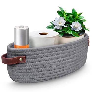 Imagem de AmapleL Cesta de armazenamento de tecido com alças para regata de banheiro, organizador de armazenamento de banheiro, papel higiênico, cestas organizadoras de decoração para casa para banheiro, quarto, sala de estar