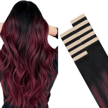 Imagem de Fita adesiva em extensões de cabelo HOTBANANA 26 cm 10 unidades 30 g de preto azeviche até bordô