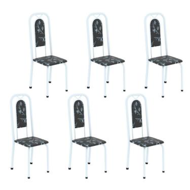 Imagem de Cadeiras para Sala de Jantar 6 Unidades Lara Preto Floral / Branco