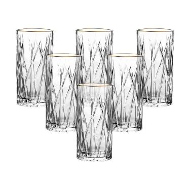 Imagem de Jogo de Copos Altos L’Hermitage Forest com Borda Dourada 350ml - 6 Peças