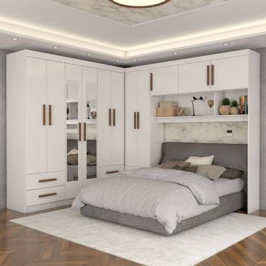 Imagem de Guarda-Roupa Casal Modulado Belgrado 11 Portas 6 Gavetas com Espelho Branco - Panorama Móveis