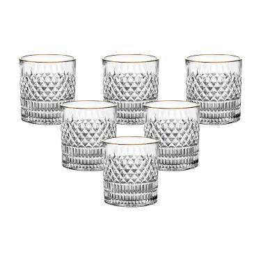 Imagem de Jogo de Copos Baixos L'Hermitage Esplanada 310ml com Borda Dourada em Cristal Ecológico - 6 Peças