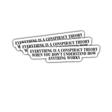 Imagem de 3 peças Tudo é uma teoria da conspiração adesivos presentes para quem busca teoria da conspiração, fãs de citação engraçada, entusiastas do humor negro, fãs da cultura meme para laptop, garrafa de