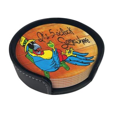 Imagem de Conjunto de 6 porta-copos It's 5 O'Clock Somewhere para bebidas, mesa de café, presentes, decoração de casa, 10 cm