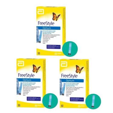 Imagem de Kit 3 Tiras De Glicose Freestyle Optium Controle 50 Unidades - Abbott