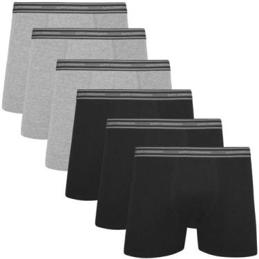 Imagem de Kit Com 6 Cuecas Boxer Adulto Algodão Lupo, Preto, Cinza mescla, G (46
