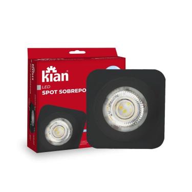 Imagem de Spot Led Sobrepor Quadrado Preto 5W 6000K Branco Frio Kian