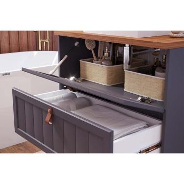 Imagem de Gabinete De Banheiro Suspenso Sense 1 Gaveta E 1 Porta Basculante C-cuba 80cm Capuccino - Mgm