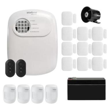 Imagem de Kit Alarme Híbrido Intelbras 10 Magnéticos S/ Fio, 4 Infra PET C/ Fio 
