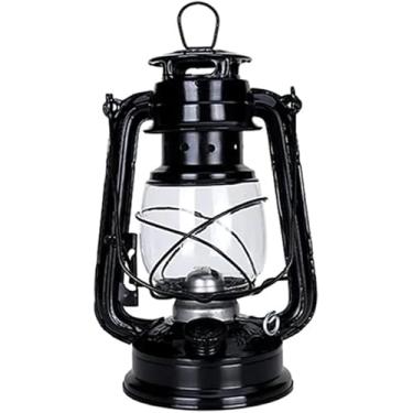 Imagem de Lâmpada De óleo De Querosene Retrô De Emergência Lanterna De Furacão Vintage Lanterna Suspensa De Metal Antigo Lâmpada De Querosene De Furacão Lâmpada De Querosene D, Black