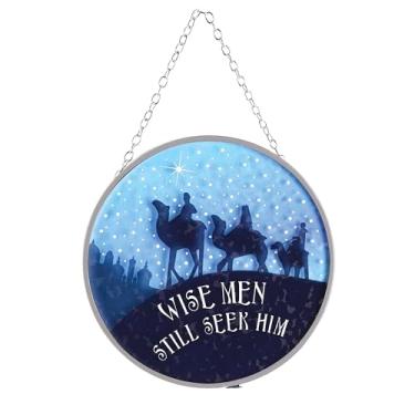 Imagem de Dicksons Enfeite festivo de Natal para pendurar em janela de 15 cm, vidro e metal, homens sábios ainda o procuram