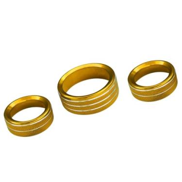 Imagem de Riloer Capa de botão AC, 3 peças de capa de interruptor de rádio de ar condicionado para carro, decoração de anel, acessórios de acabamento de tampa de botão AC compatíveis com Dodge Challenger 2015