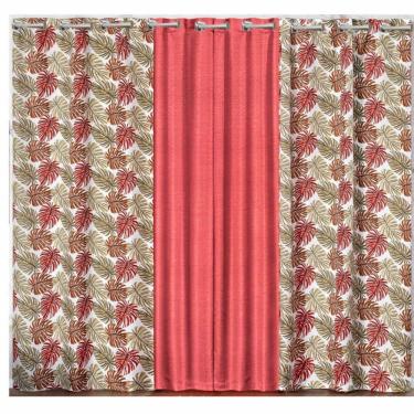 Imagem de Cortina Floreal 3 Metros Sala Quarto Para Varão - Vermelho