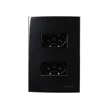 Imagem de Tomada Dupla MarGirius Sleek 2P+T 10A com Placa 4x2 Preto Ebony