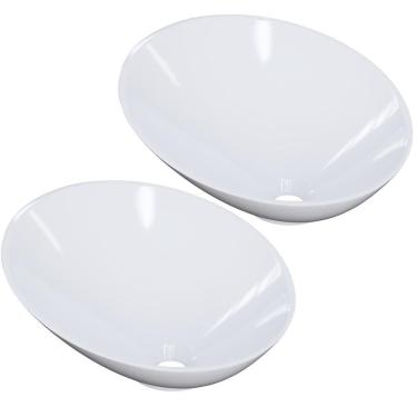 Imagem de Kit 02 Cubas De Apoio Meia Lua Para Banheiro Lavabo C01 Bm38w Branco - Lyam