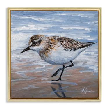 Imagem de Stupell Industries Pintura Sand Piper Shore em tela flutuante emoldurada dourada design de arte de parede por Lindsay Kivi Fine Art, 18 x 18