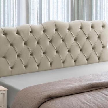 Imagem de Cabeceira Cama Box Estofada Madeira Queen Size Atena - D'Julia, Bege