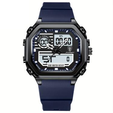 Imagem de Relógio Esportivo Masculino Pulseira Em Silicone Display Híbrido Digital Analógico Azul