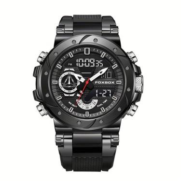 Imagem de Relógio De Quartzo Masculino Com Visor Luminoso Pulseira De Silicone Casual Preto