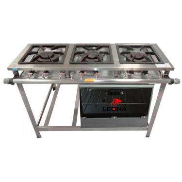 Imagem de Fogão Industrial 3 Bocas QD p5 em Aço Inox com Forno Leona